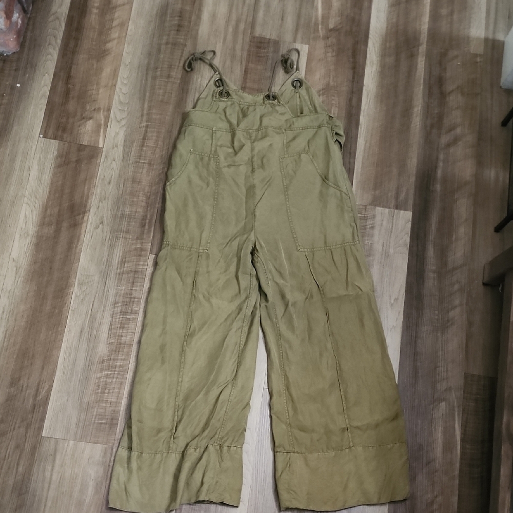 Hei Hei Anthropologie Linen Blend Wide Leg Jumpsuit Olive Green Small - Picture 11 of 16